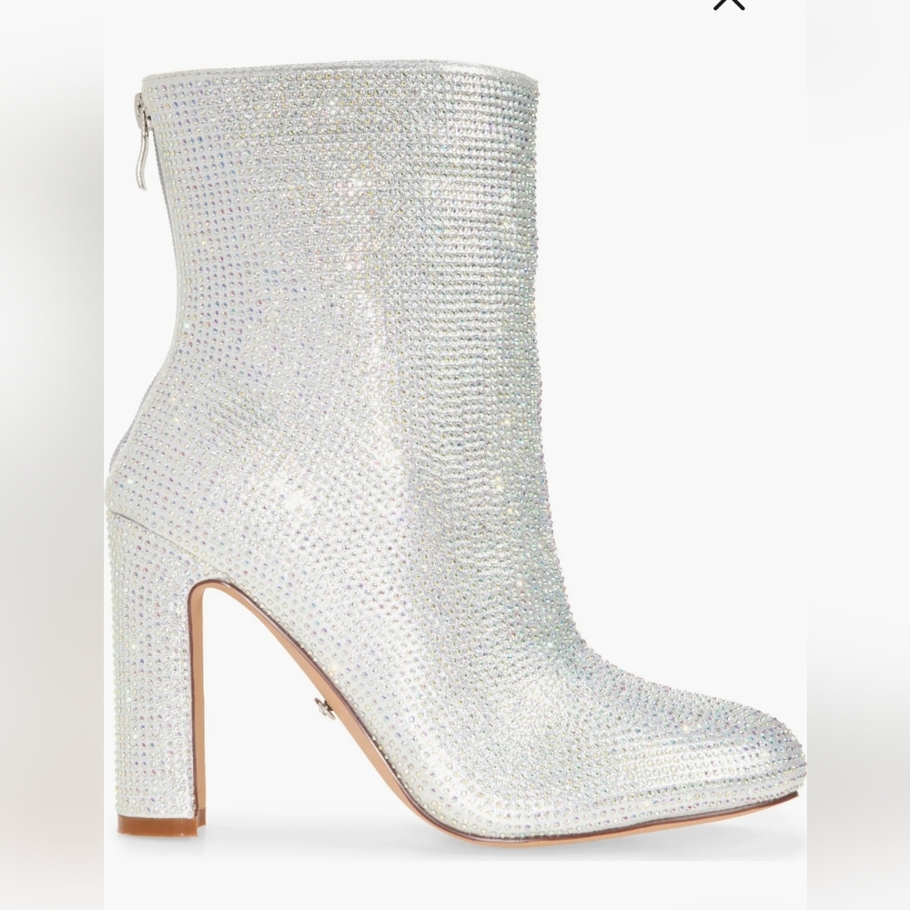 Sparkling Silver Rhinestone Ankle Boots